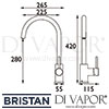 Bristan Pistachio Sink Mixer Lever Tap Dimensions
